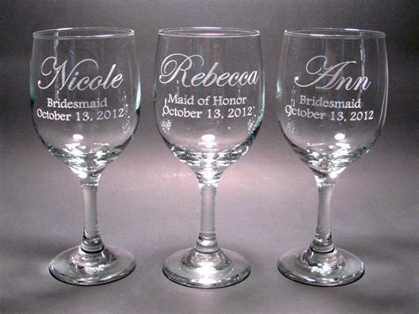 Personalized Bridal Party Wine Glasses Set Of 4