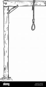 Noose Drawing Gallows Vector Alamy Outline Stock Knot Hang Cartoon sketch template