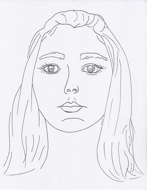 Simple Self Portrait Contour Line Drawing Artistic
