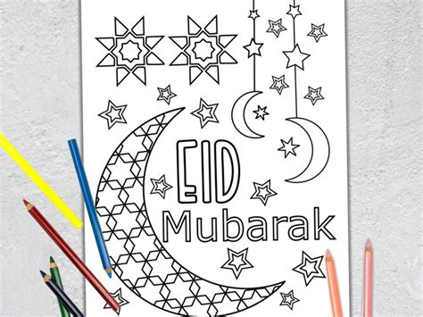 eid mubarak coloring page eid coloring activity  muslim etsy