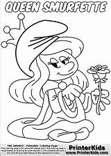 Coloring Pages Kids Smurfette Rose Queen 80s Printerkids Colouring sketch template