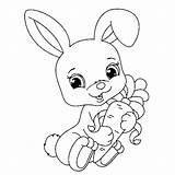 Rabbit Coloring Color Pages Kids Print Children Funny Animals sketch template