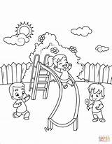 Coloring Slide Kids Children Go Down Pages Drawing Printable sketch template