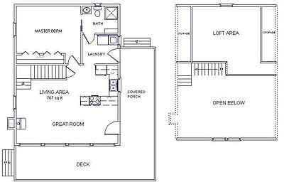 cabin wloft  plans package blueprints material list  loft plan loft floor