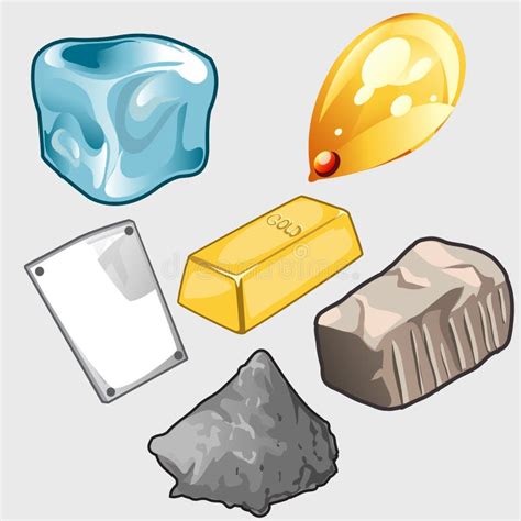 icons set  gold ore   materials stock illustration