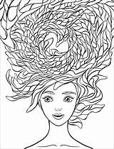 Coloring Pages Hair Crazy Long Adult Wacky Drawing Girl Beautiful Nerd Adults Animal Printable Color Print People Fine Hairstyle Kids sketch template