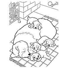 mother dog  pups puppy coloring pages  kitty colouring