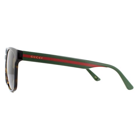 gucci sunglasses gg0417sk 003 havana with green and red stripe brown