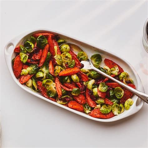 roasted carrot brussels sprout and cranberry salad