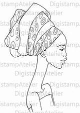 Africaine Digi Afican Instant Africanos Africanas Infantil Turbante Africaines Turbantes Africano épinglé Blanca sketch template