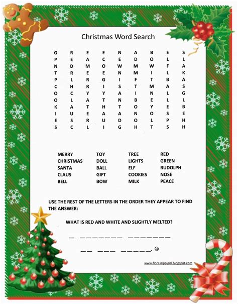 christmas word puzzles  printable printable templates