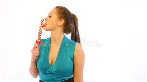 Girl Licking Candy In Slow Motion Stock Footage Video Of Bright