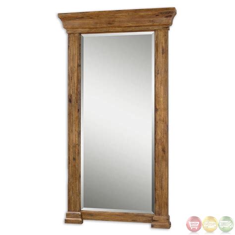 letcher rustic antiqued hickory large wood mirror