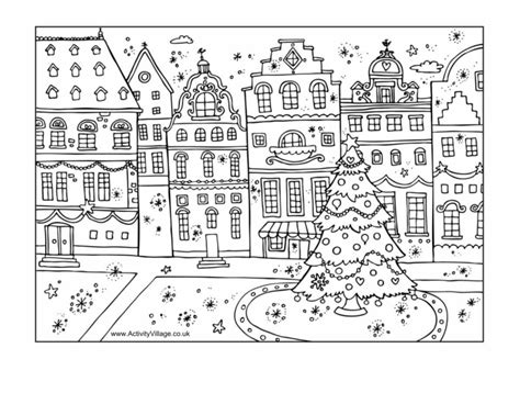 christmas village coloring page clip art library