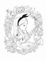 Alice Coloring Wonderland Pages Disney Colouring Adult 색칠 Printable Book 공부 Para Colorir Wunderland Im Print Fabiana Attanasio 앨리스 Sheets sketch template