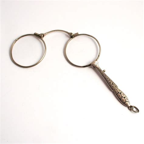 1880 french lorgnette enamel silver plated handle spectacles or eye