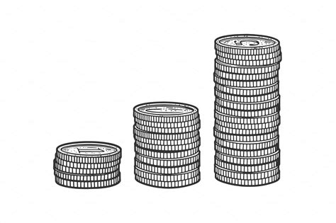 stacks  coins sketch vector finance illustrations creative market