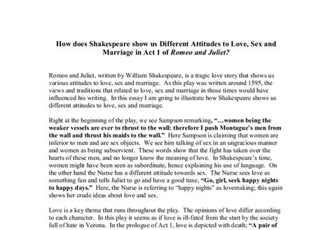 How Does Shakespeare Show Us Different Attitudes To Love Sex And