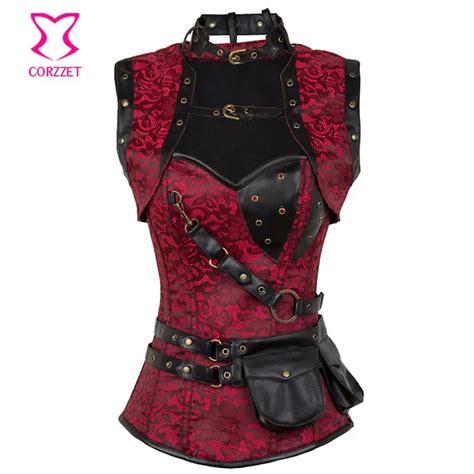 red black steampunk corset gothic clothing steel boned sexy corsets