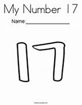 17 Number Coloring Seventeen Writing Practice Word Color Outline Envelopes Many Tracing Twistynoodle Print Noodle sketch template