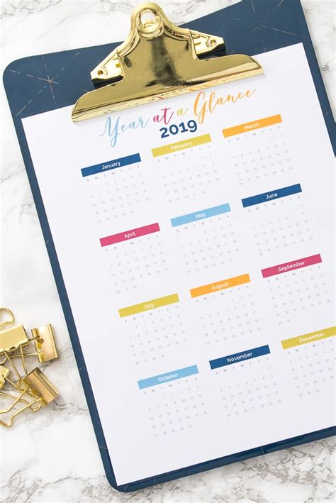 printable year   glance calendar christene holder home
