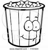 Popcorn Bucket Clipart Coloring Cartoon Mascot Outlined Vector Thoman Cory 2021 sketch template