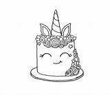 Unicorn Cake Coloring Pages Smiling Printable Print sketch template