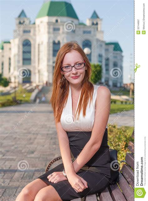 Style Redhead Girl In Glasses And Board At Pink Background Royalty