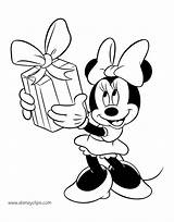 Minnie Mouse Coloring Pages Present Birthday Gift Disneyclips Events Special Wrapped Printable Funstuff sketch template