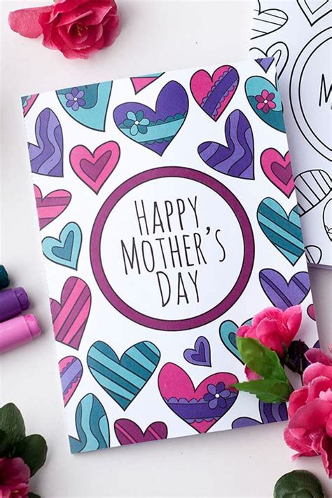 printable mothers day cards diy color  kids card mothers day