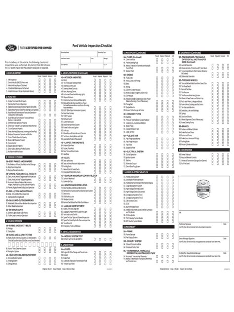 vehicle inspection checklist template fillable printable