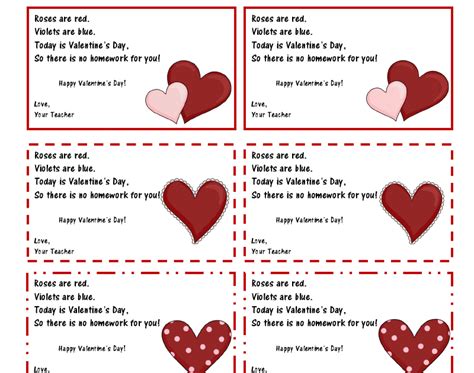 Classroom Freebies Valentine S Day Homework Passes