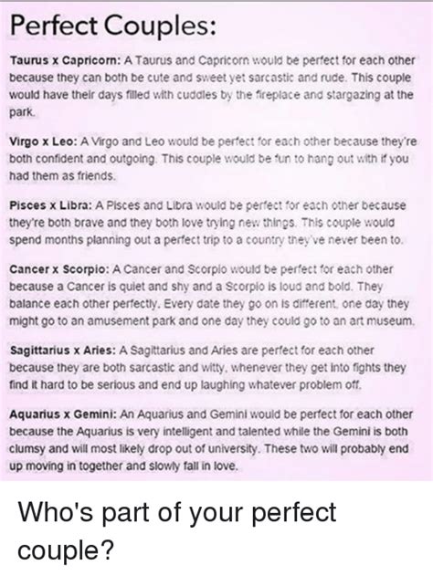 Perfect Couples Taurus X Capricorn A Taurus And Capricorn Would Be