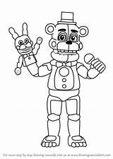 Freddy Nights Funtime Five Drawing Draw Step Coloring Fnaf Pages Drawings Para Easy Characters Freddys Printable Colorear Dibujos Sheets Foxy sketch template