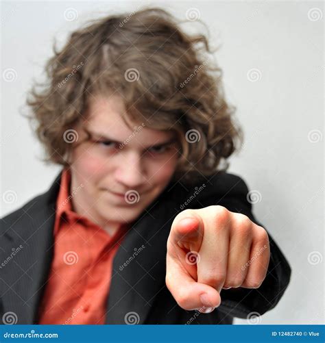 young businessman points  finger   stock photo image