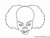 Pennywise Clown Stencil Scary Pumpkin Carving Stencils Coloring Penny Freestencilgallery sketch template