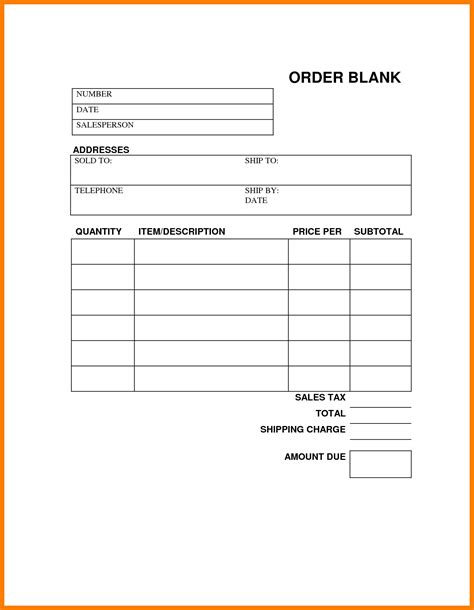 pre order form template
