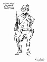 Coloring Pages Revolution Soldiers American War Uniforms Revolutionary Continental British Guides Historic Solder Troops Color sketch template