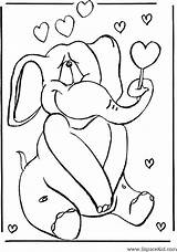 Coloring Valentines Elephant Pages sketch template