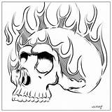 Skull Flaming Drawing Skulls Flame Pencil Pile Vector Getdrawings sketch template