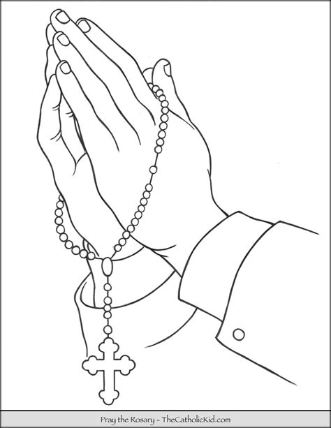 rosary hands praying coloring page thecatholickidcom
