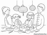 Coloring Imlek Mewarnai Gambar Repas Chinois Baru Bersama Artisanat Nouvel Boyama Yeni Keluarga Monkey Lire Momes Chinoise sketch template