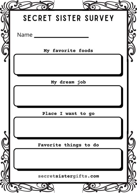 free printable secret sister questionnaire