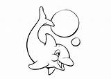 Coloring Baby Dolphin Pages Cartoon Animals Kids sketch template