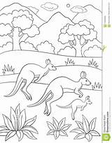 Kangaroo Kangourou Canguro Coloritura Pagine Coloration Famille Runs Smiles Funzionamenti Famiglia Madre Bambino Piccolo sketch template