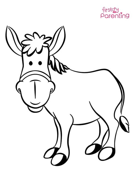 donkey outline coloring page  kids firstcry parenting