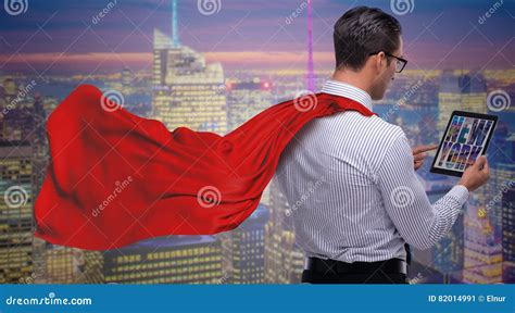 man  red cover protecting city stock image image  comic hero