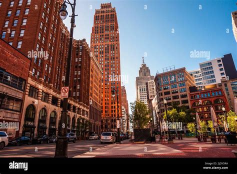 street view   downtown  detroit mi usa stock photo alamy