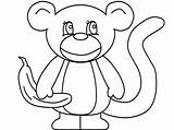 Monkey Coloring Pages Outline Banana Template Baby Cute Printable Colouring Animals Print Cartoon Jungle Masks Color Book Kids Drawing Chimpanzee sketch template