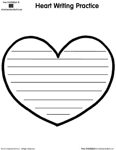 heart shaped printable writing page    teacher stuff printable
